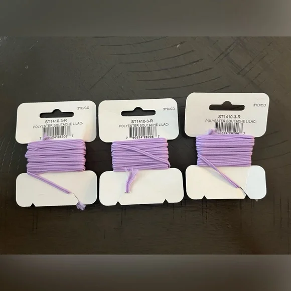 THREE Soutache ornamental braid for jewelry design, lilac, 3 yd, the beadsmith - Picture 3 of 5